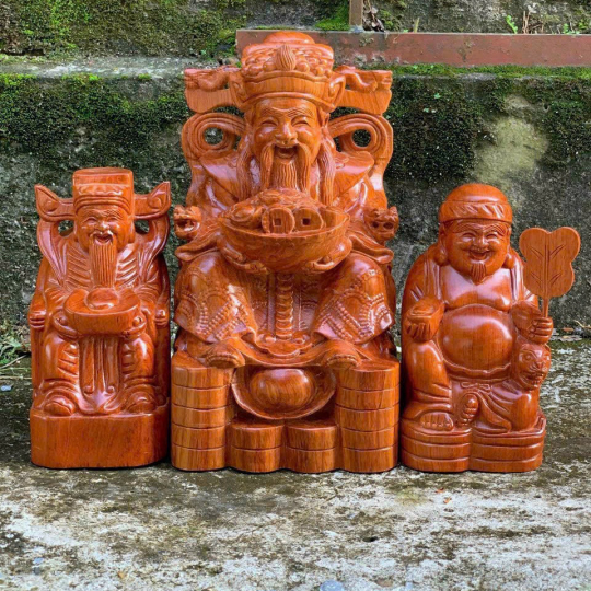 Tượng gỗ bàn thờ 3 ông Địa